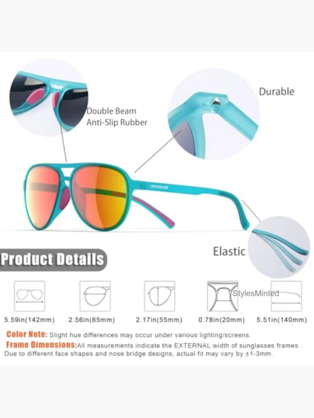 TAC Polarized Retro 70s Sunglasses UV400 Protection TR-90 Frame